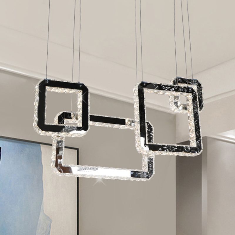 Square Crystal Cluster Pendelleuchte minimalistische LED schwarze Hanglampe Kit für Living ROM