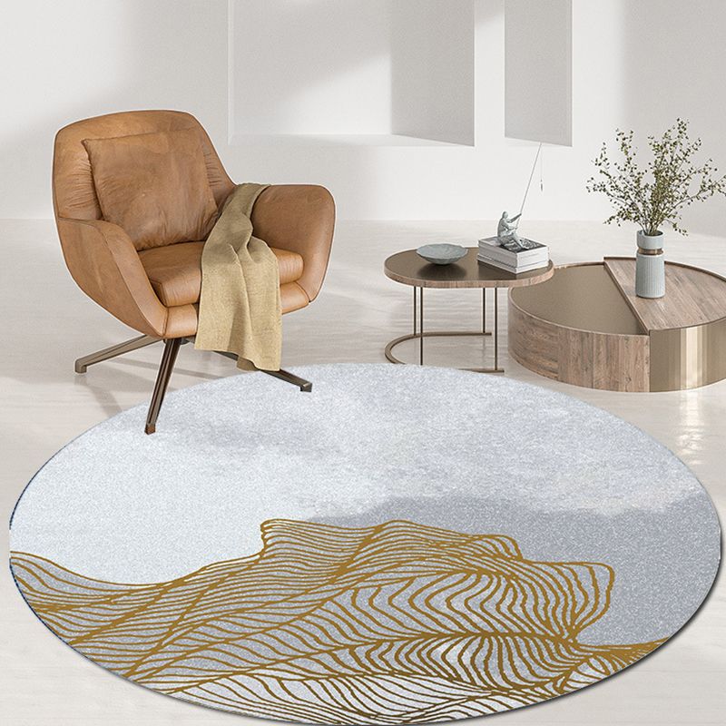 Abstract Printed Area Rug Polyster Non-Slip Backing Round Carpet Bedroom Modern Indoor Rug