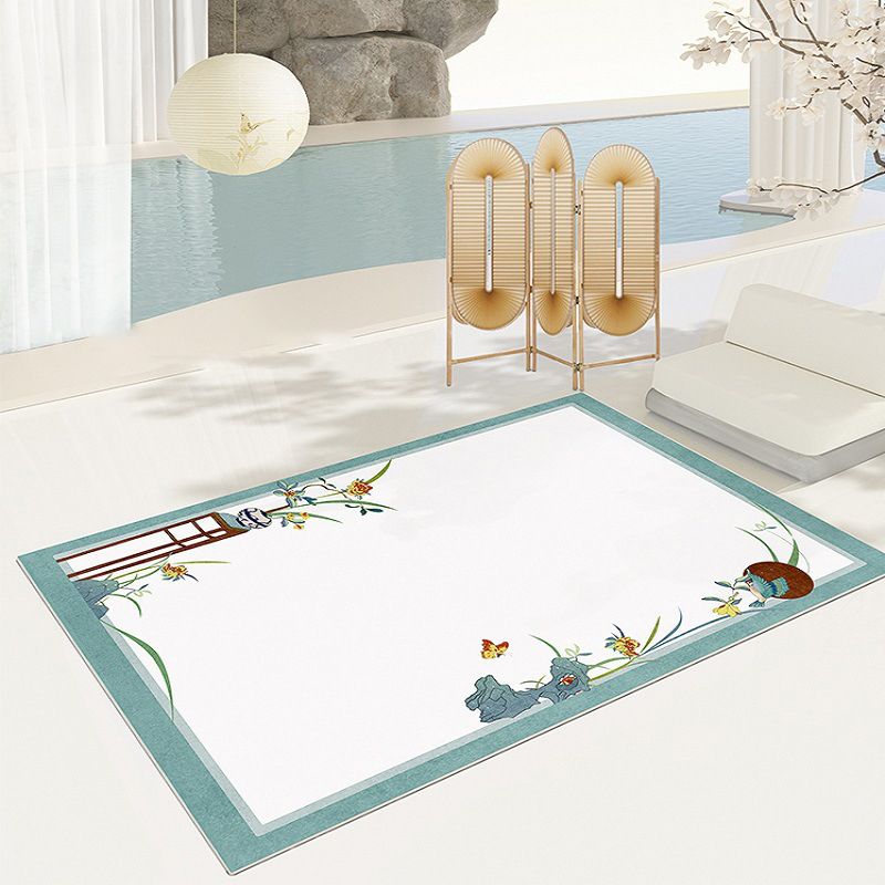 Apricot Modern Carpet Polyester Flower Area Carpet Stain Resistant Carpet for Living Room