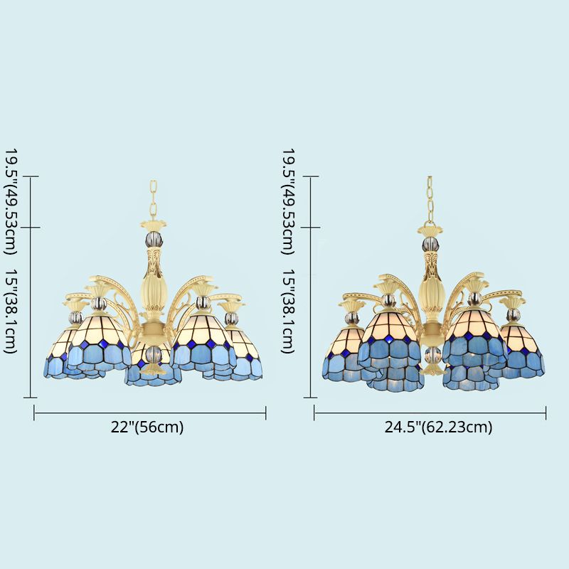 Motore reticolare Tiffany lampadario con sfumatura in vetro in vetro ristorante sospeso lampada a sospensione con abbellimento a sfera di cristallo