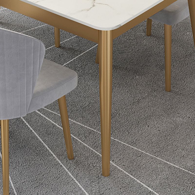 White Stone Top Dining Table Contemporary Rectangle Dining Table with 4 Legs