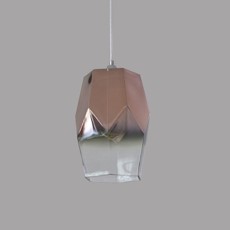 Luz de colgante de estilo contemporáneo poliedro 1 luz abierta lámpara de techo de vidrio transparente para cocina