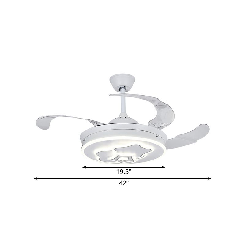 Luce a vite a pendente rotonda in metallo a 3 pale contemporanee a LED da 42 "a filo a filo con design a stella in bianco
