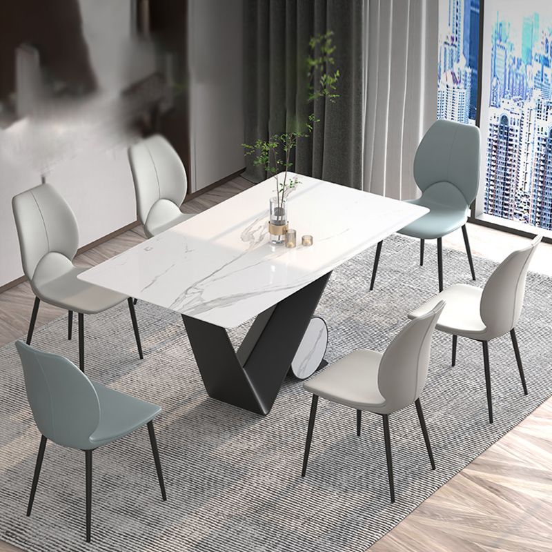 Contemporary Style Metal Dining Chairs Wingback Side Armless Chairs for Kitchen