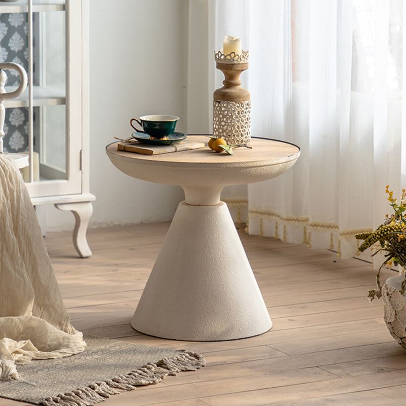 French Country Round End Table 18.9" Tall Pedestal Distressed Side Table