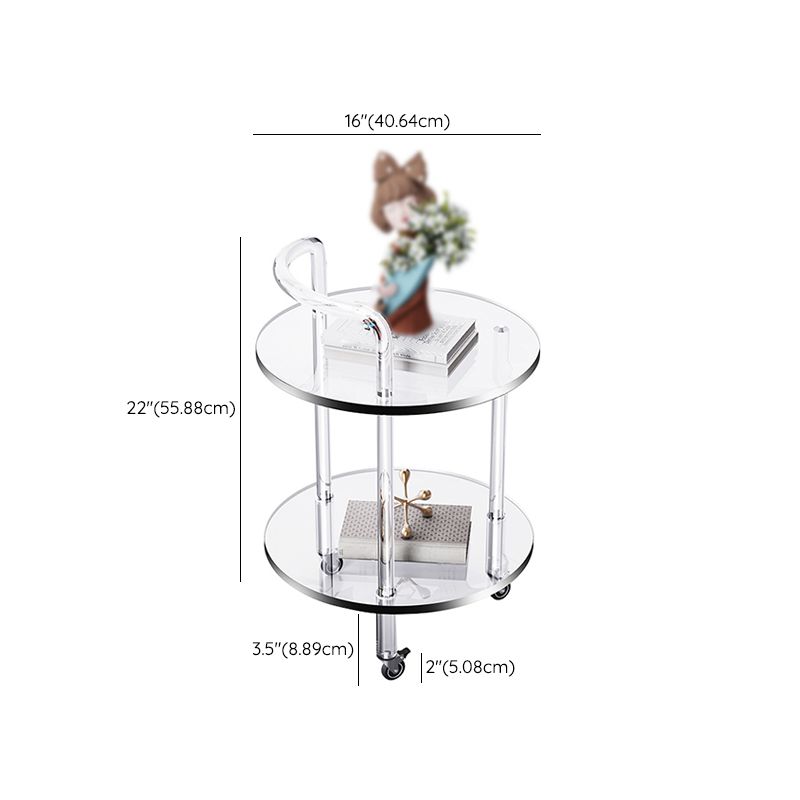 22" H End Slide Table Round Shape Acrylic End Table in Clear