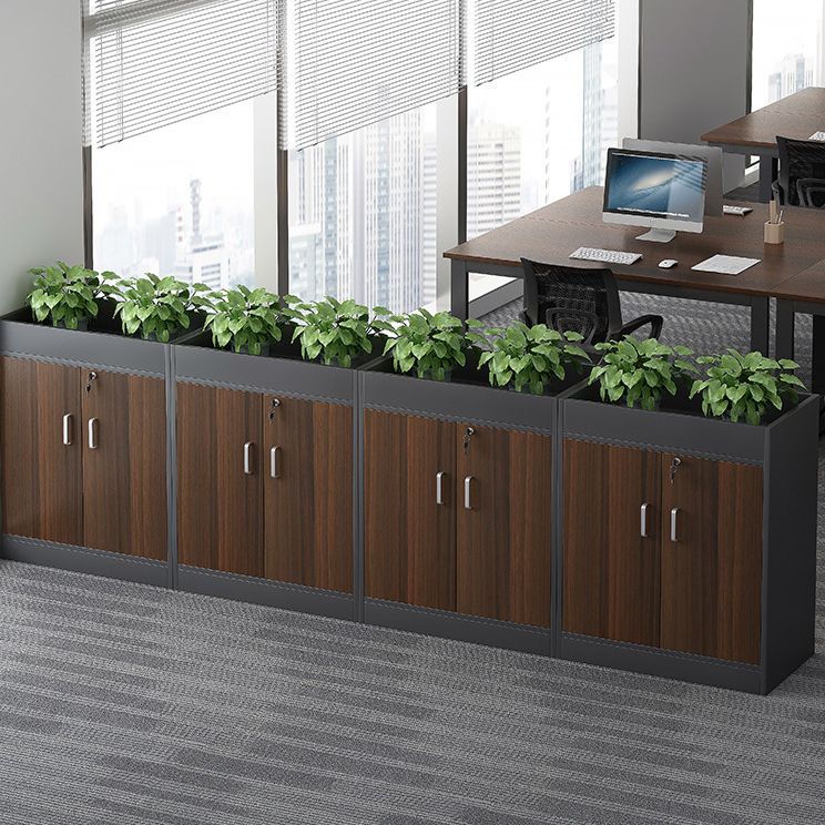 Wooden Bookcase with Doors Contemporary Bookshelf for Home Office