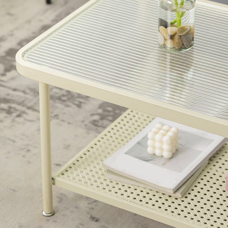 Contemporary Rectangle Coffee Table with Glass Top and 1 Shelf