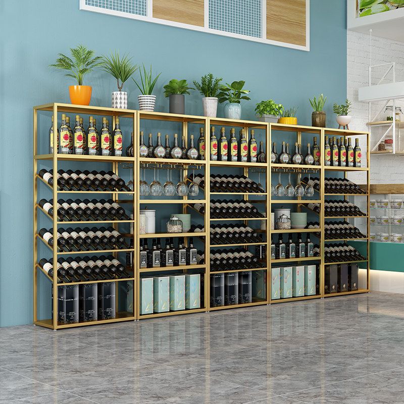 Industrial Iron Bottle Wine Rack Simple Floor Bottle Holder with Wine Storage