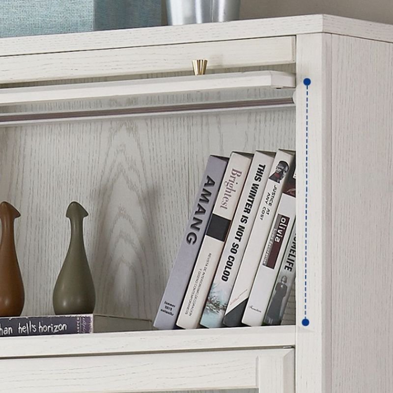Modern Closed Back Bookcase Standard White Wood Bookshelf with Doors