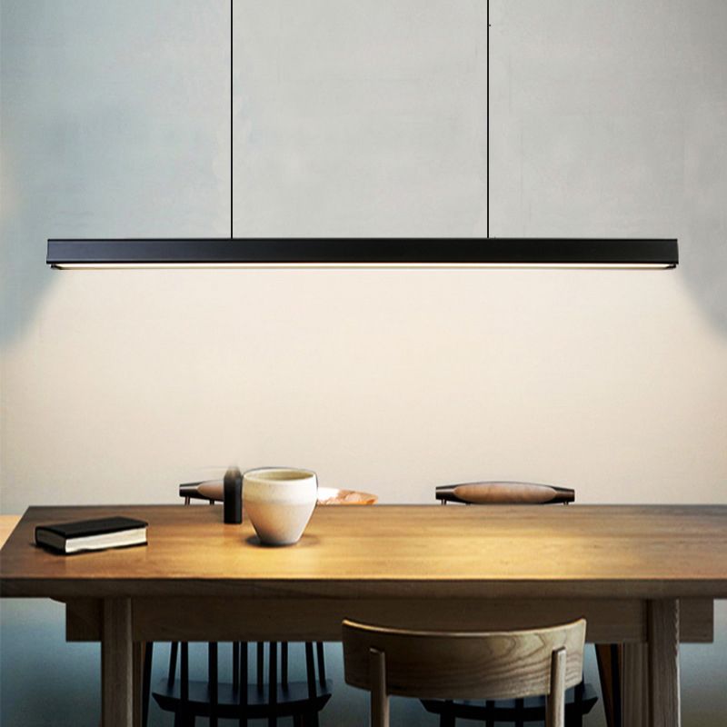 Nordic Pendant Light Modern Simple LED Long Strip Long Chandelier Lampe pour salle à manger