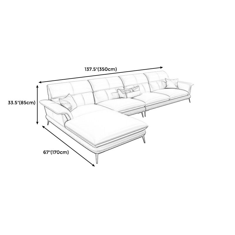 Modern Cream Genuine Leather Pillow Top Arm Sofa/Sectional for Living Room