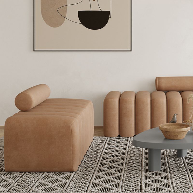 Modern Style Lamb/flannelette Sofa with No Armrest and No Cushion Back