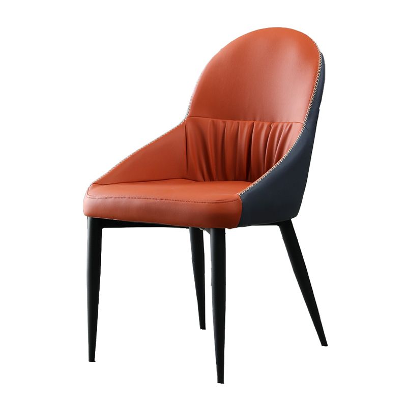Modern Indoor Upholstered Side Chair Faux Leather Side Chair with Metal Legs