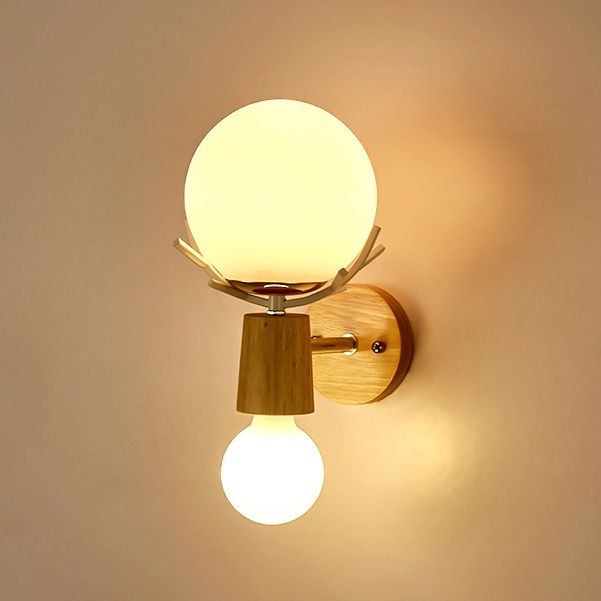 Minimalistic Style Wood Wall Mount Light Fixture Deer Wall Sconce Light for Bedroom