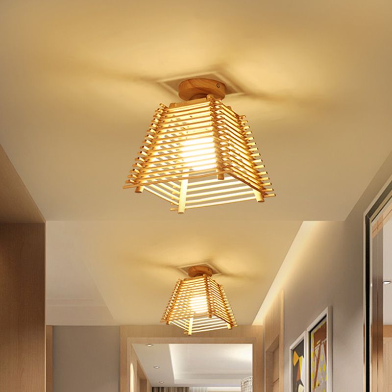 Japanse trapezium semi-gemonteerde verlichting bamboe bar 1-lamps gang plafondlamp in hout