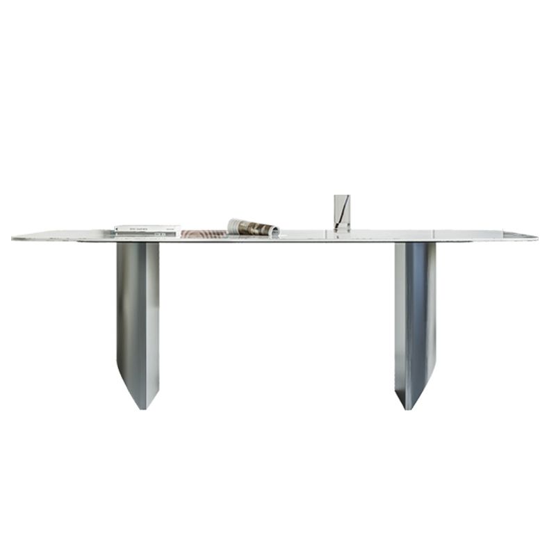 Rectangle Dining Table Set 1/4/7 Pcs Stone Dining Table with Upholstered Chairs