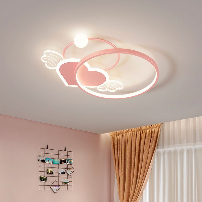 Circular Shape Flush Light Modern Style Metal 1 Light Flush Mount for Bedroom