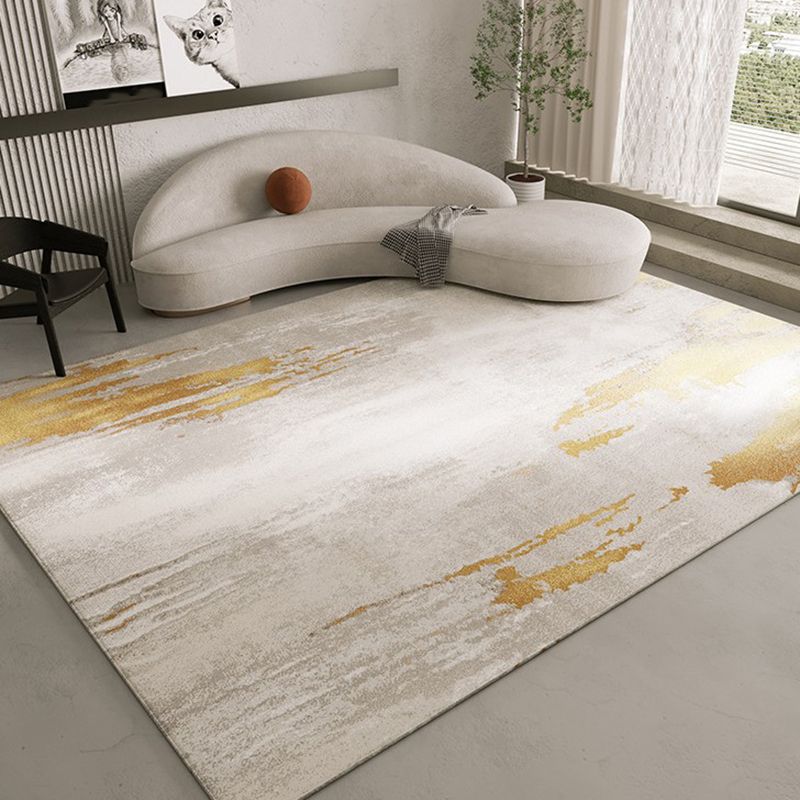 Light Brown Modern Rug Polyester Line Rug Washable Rug for Drawing Room
