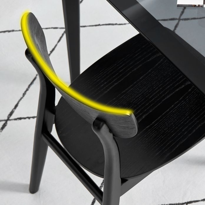 Silla de comedor tradicional de madera sin brazos, respaldo abierto, silla lateral de comedor (juego de 2)