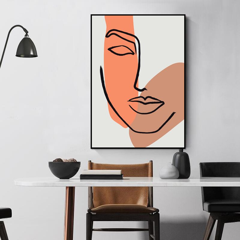 Textured Figure's Face Wall Decor Canvas Scandinavian Style Painting for Living Room