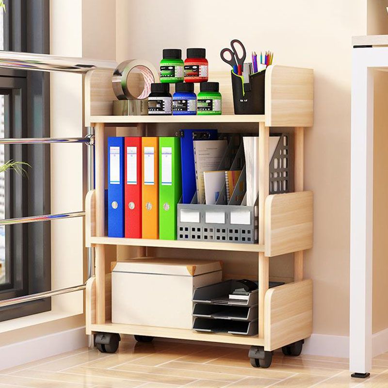 3-Shelf Manufactured Wood Etagere Bookshelf with Caster Wheels