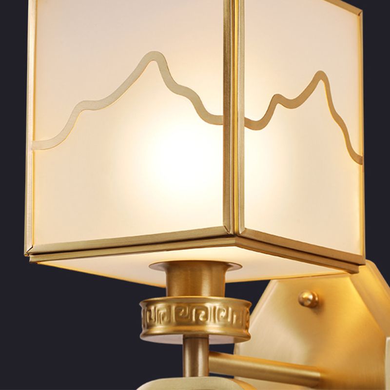 1 Light Square Wall Mounted Light Fixture Modern Wall Mounted Lighting in Gold Finish