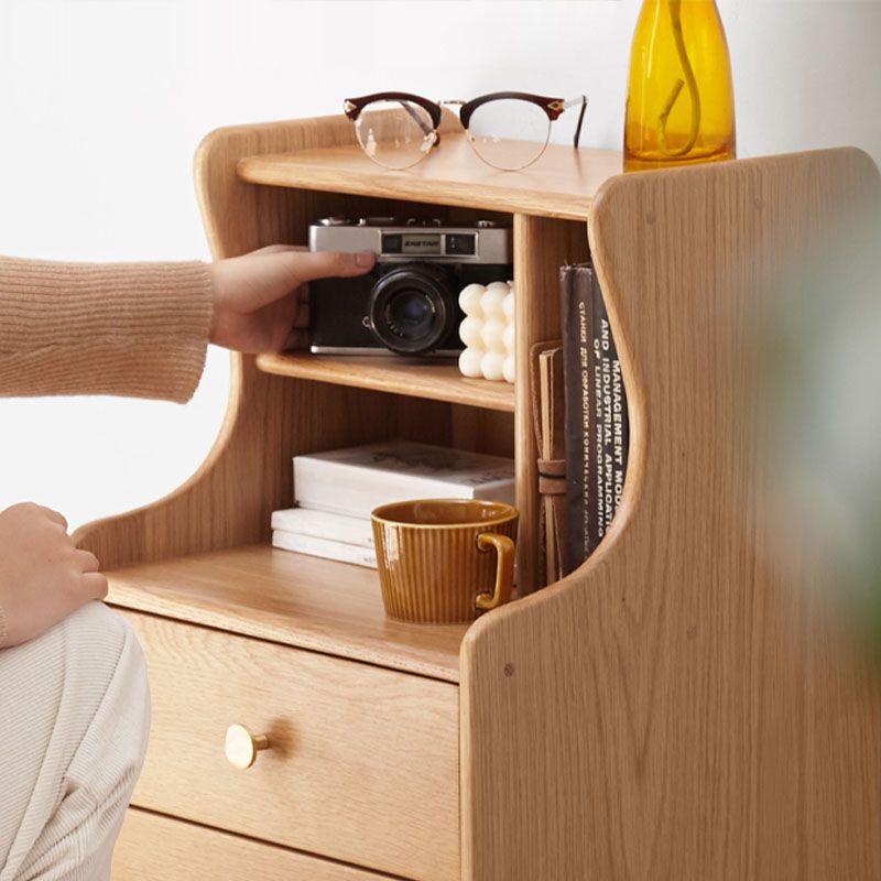 Modern Style Wooden Bedside Cabinet Open Storage for Bedroom