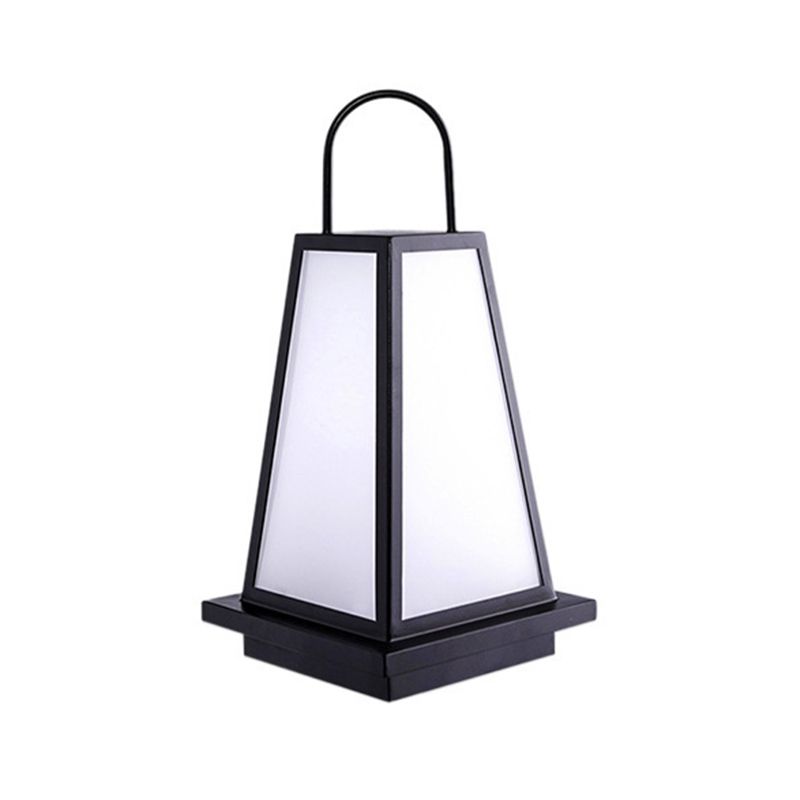 Contemporary Waterproof Outdoor Solar Pillar Lamp in Black for Courtyard