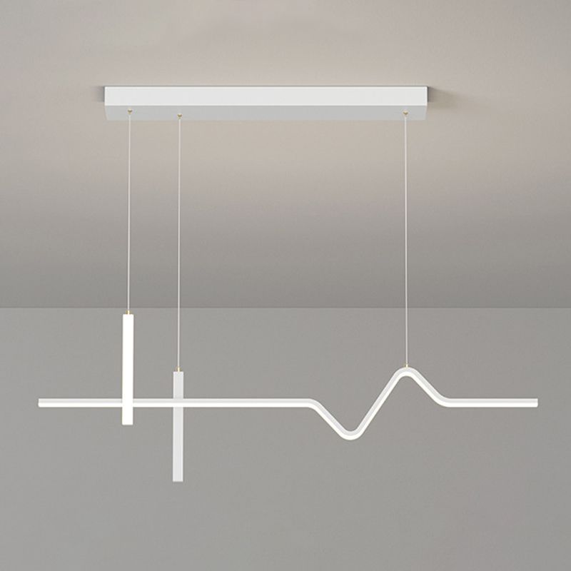 Linear Modern 3 - Light Ceiling Pendant Fixture in Matte LED White Kitchen Island Fixture