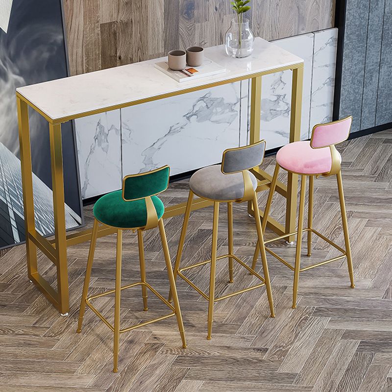 Nordic Backrest Armless Counter Stool Iron Cafe Bar Stool with Pedal and Cushion