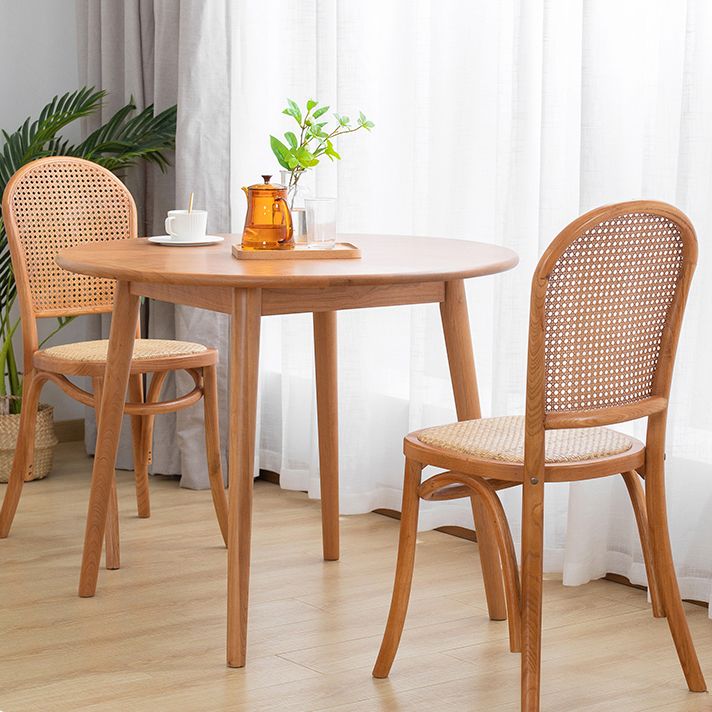 Sillas de comedor sin brazos de Bentwood, sillas laterales con respaldo abierto de ratán y patas de madera