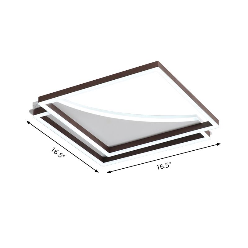 Plafonnier superposé moderniste en acrylique LED marron café, lampe encastrée en lumière chaude/blanche, 16"/20,5"/24,5" de large