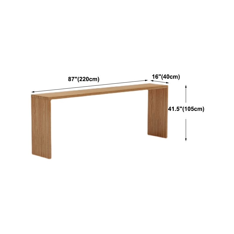 Modern Pine Wood Bar Dining Table Rectangle Indoor Bistro Table with Shelf