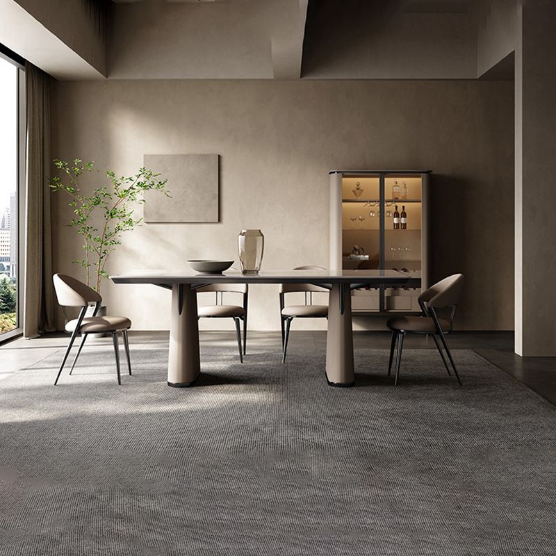 Dining Room Upholstered Chair Leather Open Back Armless Chair