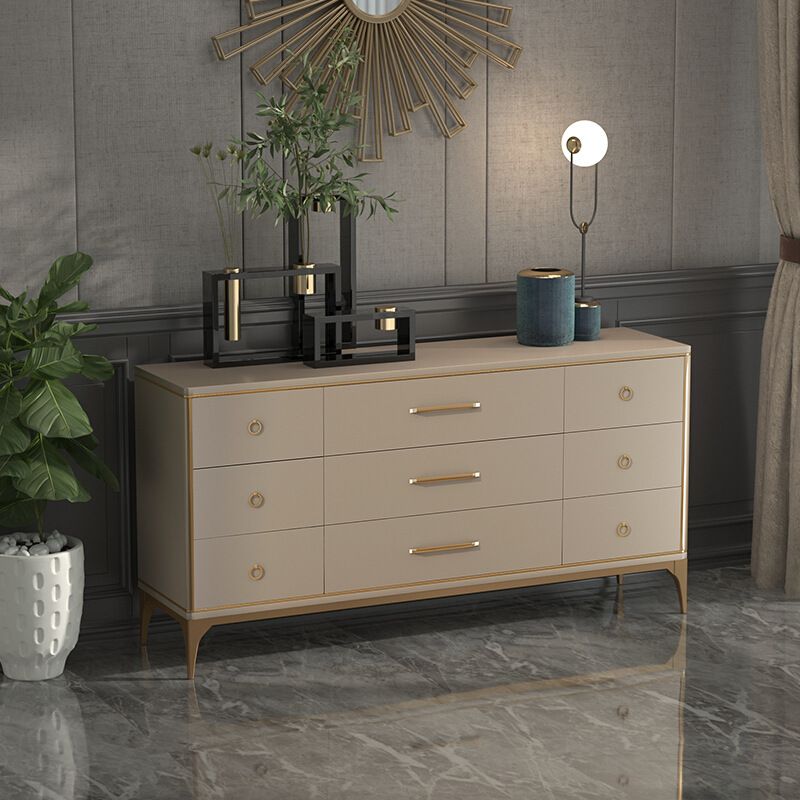 Classic Glam Horizontal Double Dresser Wood Storage Chest Dresser for Bedroom