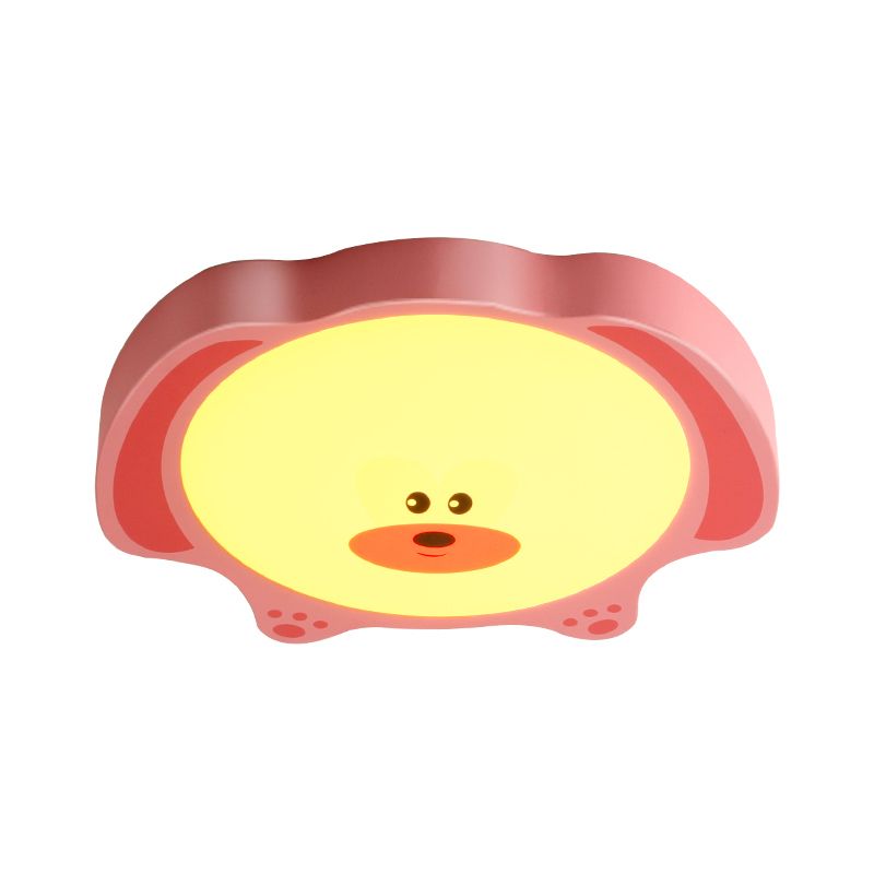 Cartoon Bear Acrylic Ceiling Fixture LED Flush Mount Recessed Lighting in Blue/Pink for Kids Room