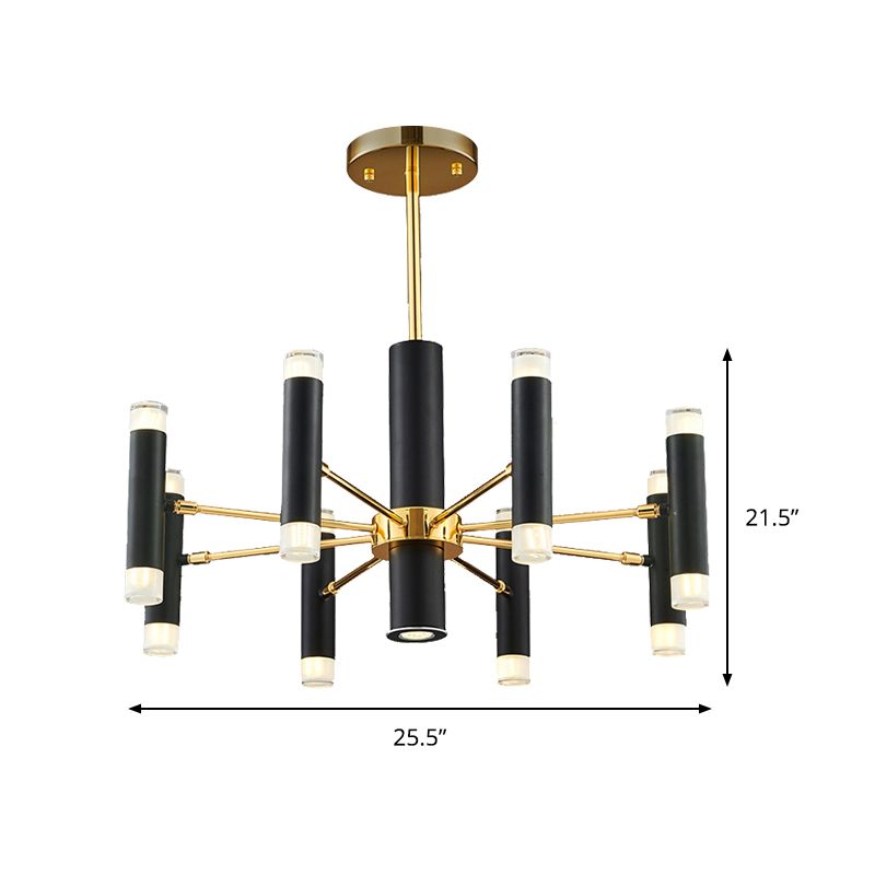 Metal Cylinder Chandelier Light Modern 16/20 Lights Black Ceiling Pendant Light for Dining Room