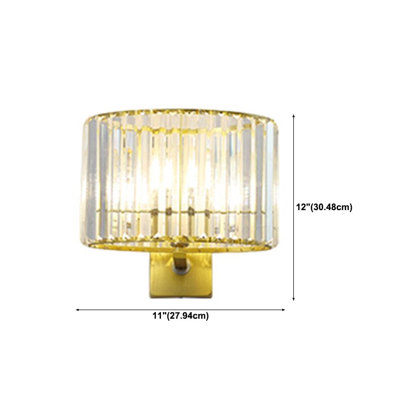 Gold Metal Modern Wall Sconce Geometric Shape Wall Light with Crystal Shade for Bedroom