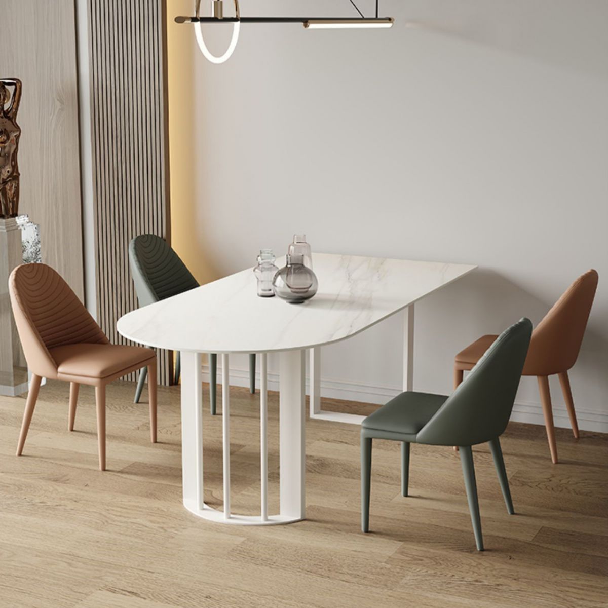 Modern Irregular Sintered Stone Dining Table White Standard Dining Table for Kitchen