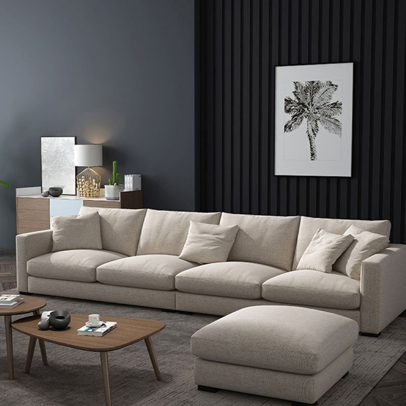 Modern Style Square Armrest with High Rebound Sponge Seat Filling Beige Sofa