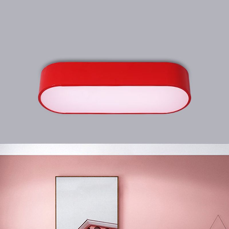 Luminaire encastré LED elliptique pour enfants, finition acrylique rouge/jaune/bleu proche du plafonnier