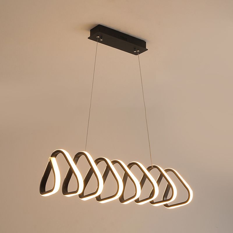 Triangle/Trapezoid Acrylic Hanging Lamp Kit Contemporary LED Black Chandelier in Warm/White/Natural Light