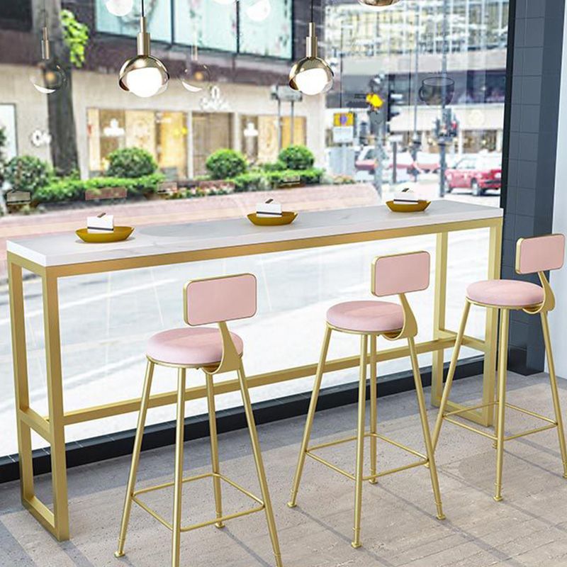 Modern Bar-height Table White Stone Top Fixed Pub Table for Patio