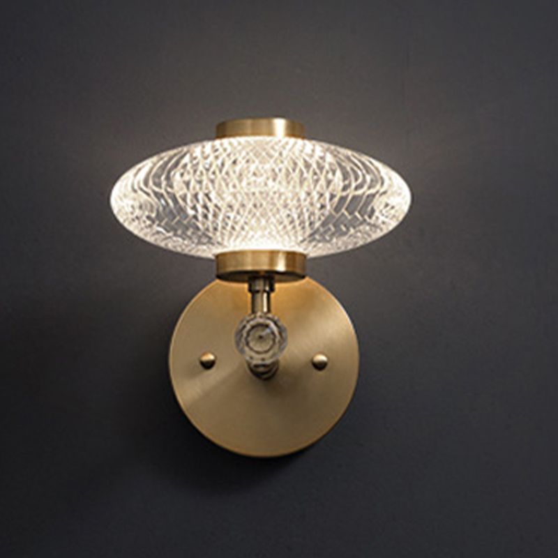 Brass Geometric Wall Light Postmodern 7" Wide Wall Sconce for Living Room