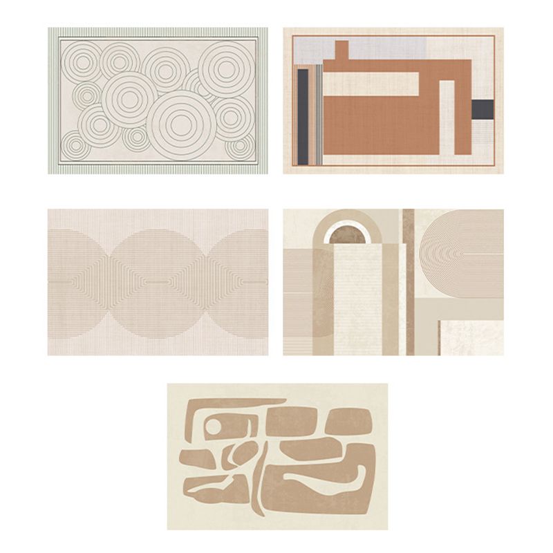 Modern Striped Rug Polyester Brown Rug Tear Resistant Rug for Drawing Room