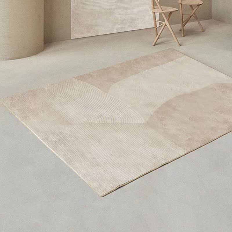 Schlichter, moderner Teppich, beige Farbblock-Innenteppich, rutschfester Teppich für die Heimdekoration