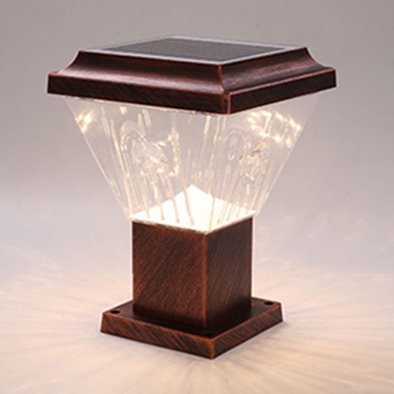 Modern LED Pillar Lamp Waterproof Solar Lighting Fixture with Acrylic Shade for Garden