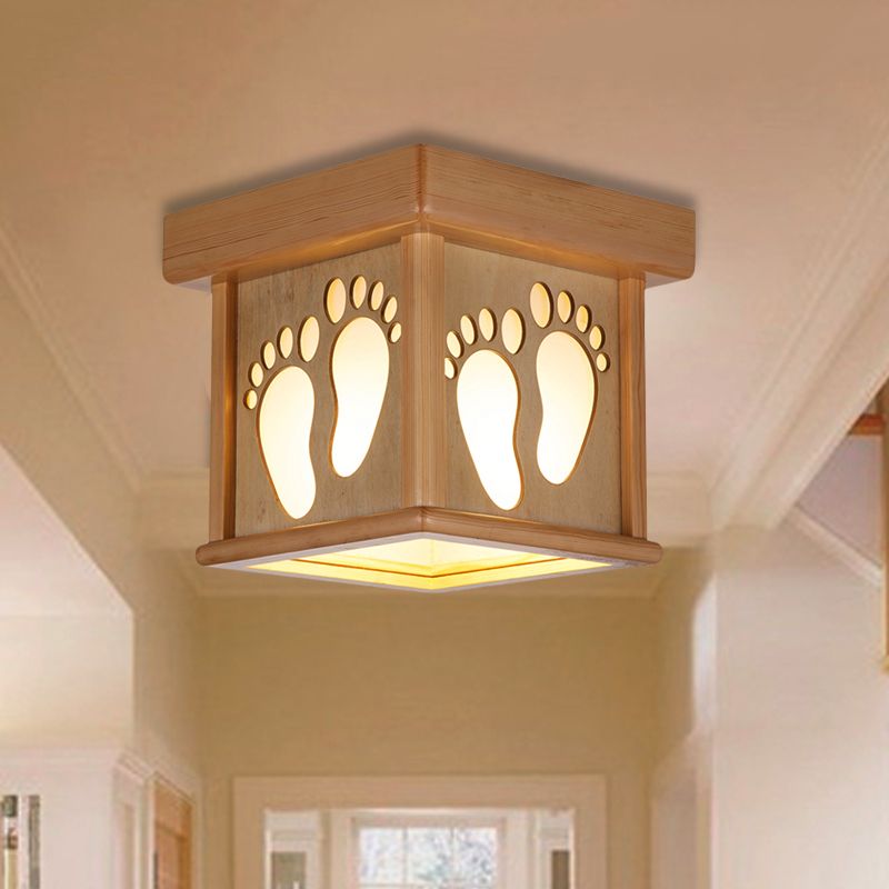 Place du bois près de Ceiling Light Nordic 1 Light 10 " W Flush Mount Light Fixture with Footprints for Dining Room