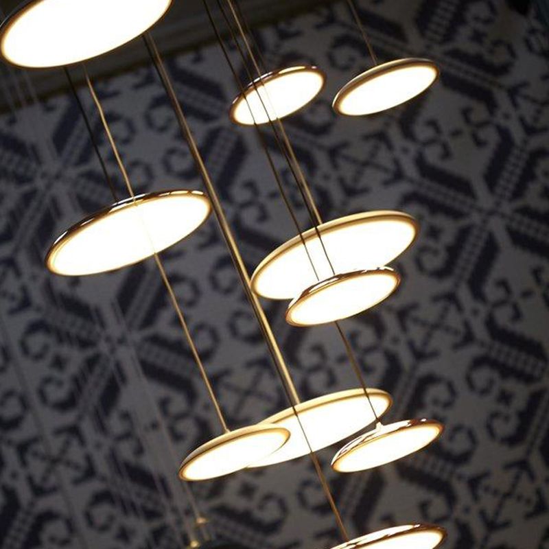 Electroplate Metal LED Hanging Lamp in Modern Style Acrylic Circular Pendant Light for Dining Room